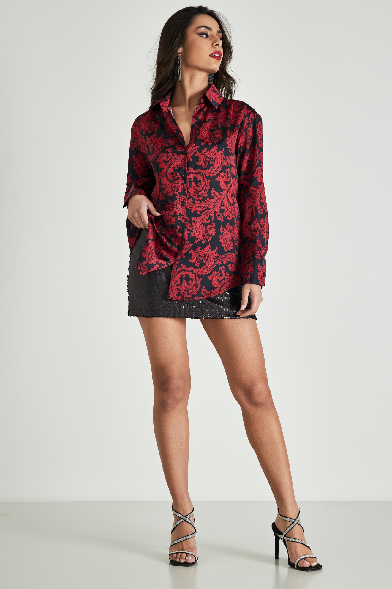 Picture of Printed satin shirt