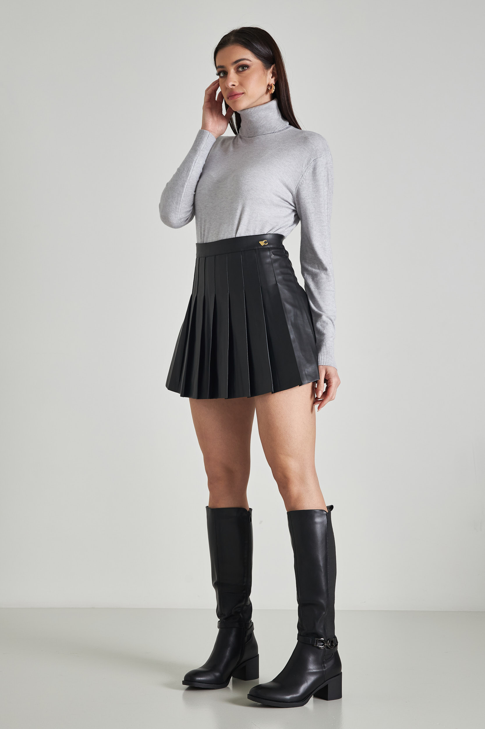 Picture of Pleated faux leather skirt