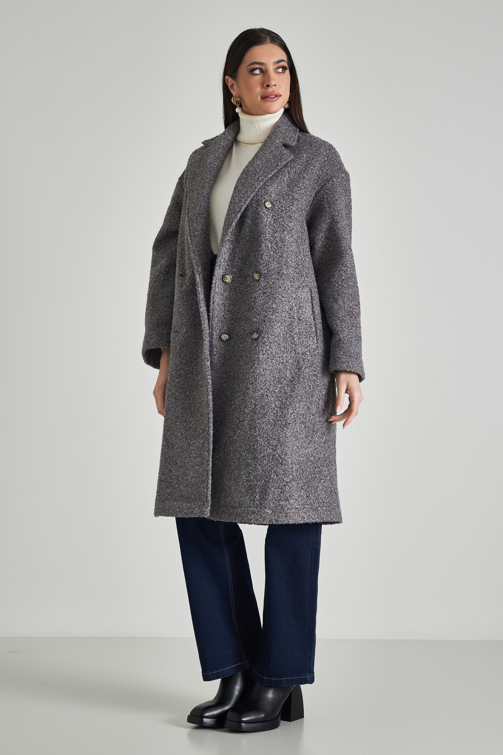 Picture of Long oversized coat with double buttons