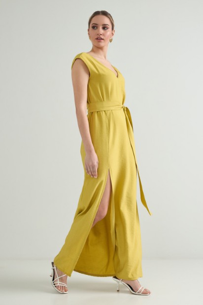 Picture of Belted maxi split dress
