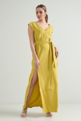 Picture of Belted maxi split dress