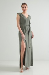 Picture of Belted maxi split dress