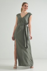 Picture of Belted maxi split dress