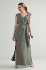 Picture of Belted maxi split dress