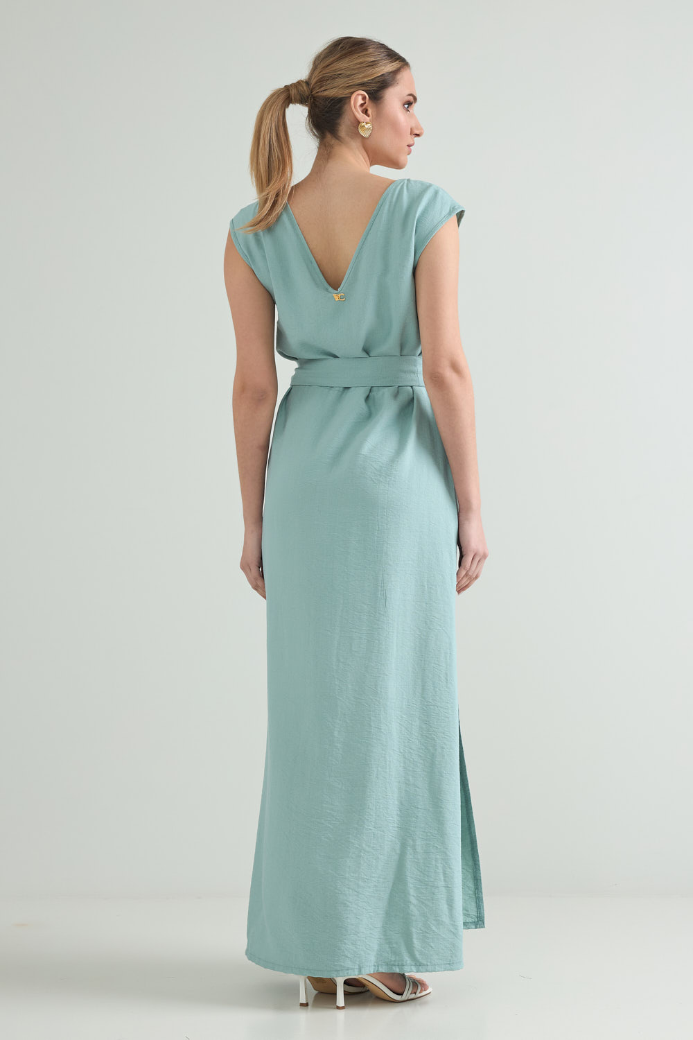 Picture of Belted maxi split dress