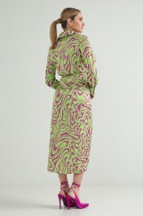 Picture of Satin printed wrap dress