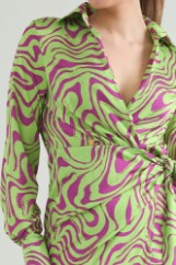 Picture of Satin printed wrap dress