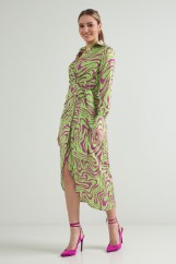 Picture of Satin printed wrap dress