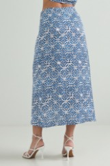 Picture of Wrap satin printed skirt
