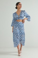 Picture of Wrap satin printed skirt