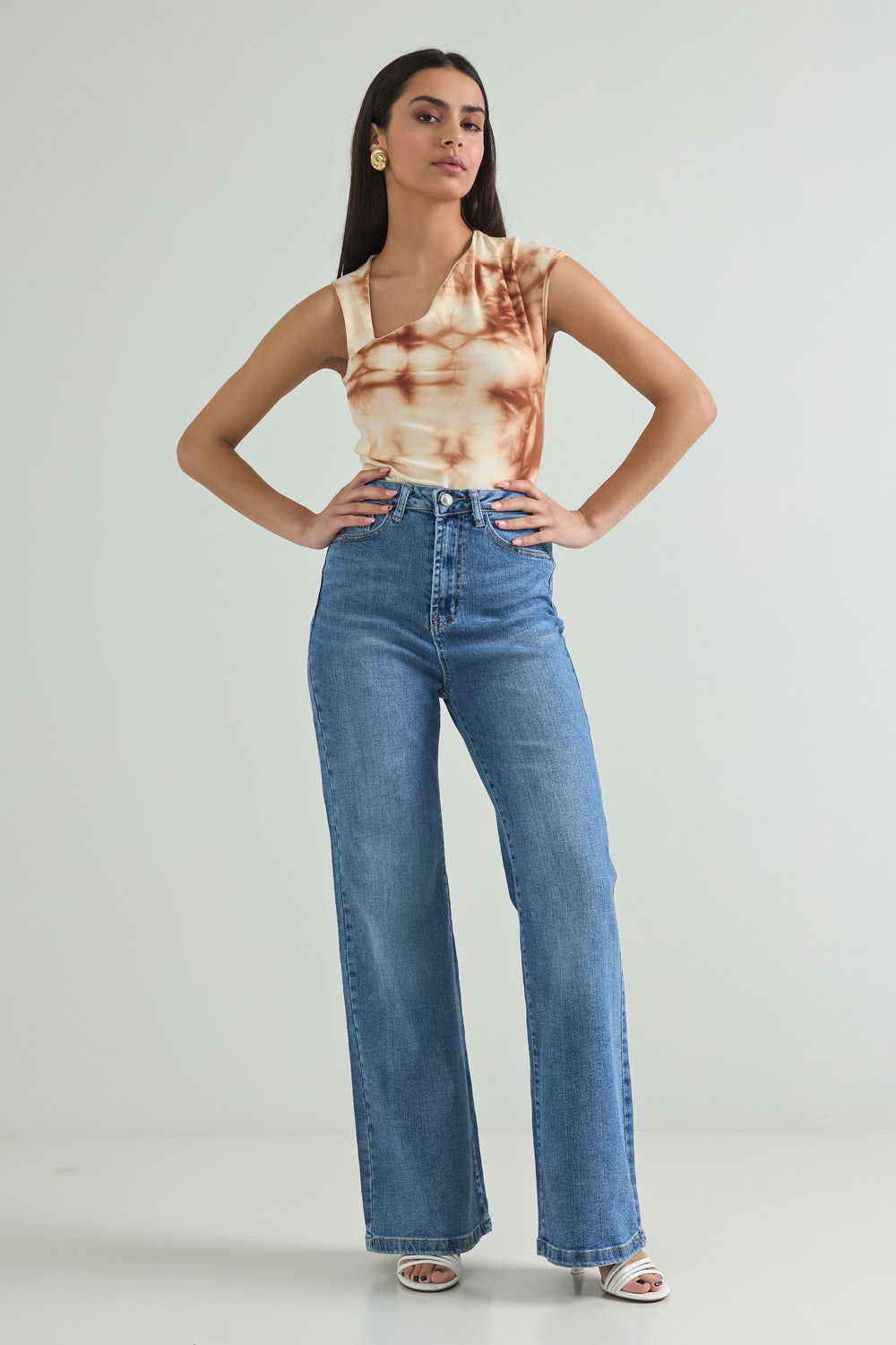 Εικόνα της Denim ψηλόμεσο wide leg