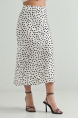 Satin polka dots midi skirt