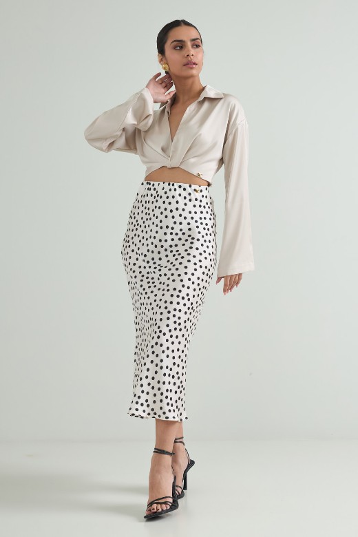 Picture of Satin polka dots midi skirt