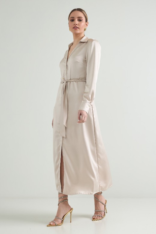 Picture of Maxi satin shirt dress