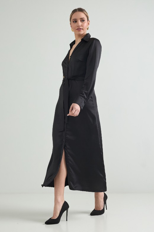 Picture of Maxi satin shirt dress