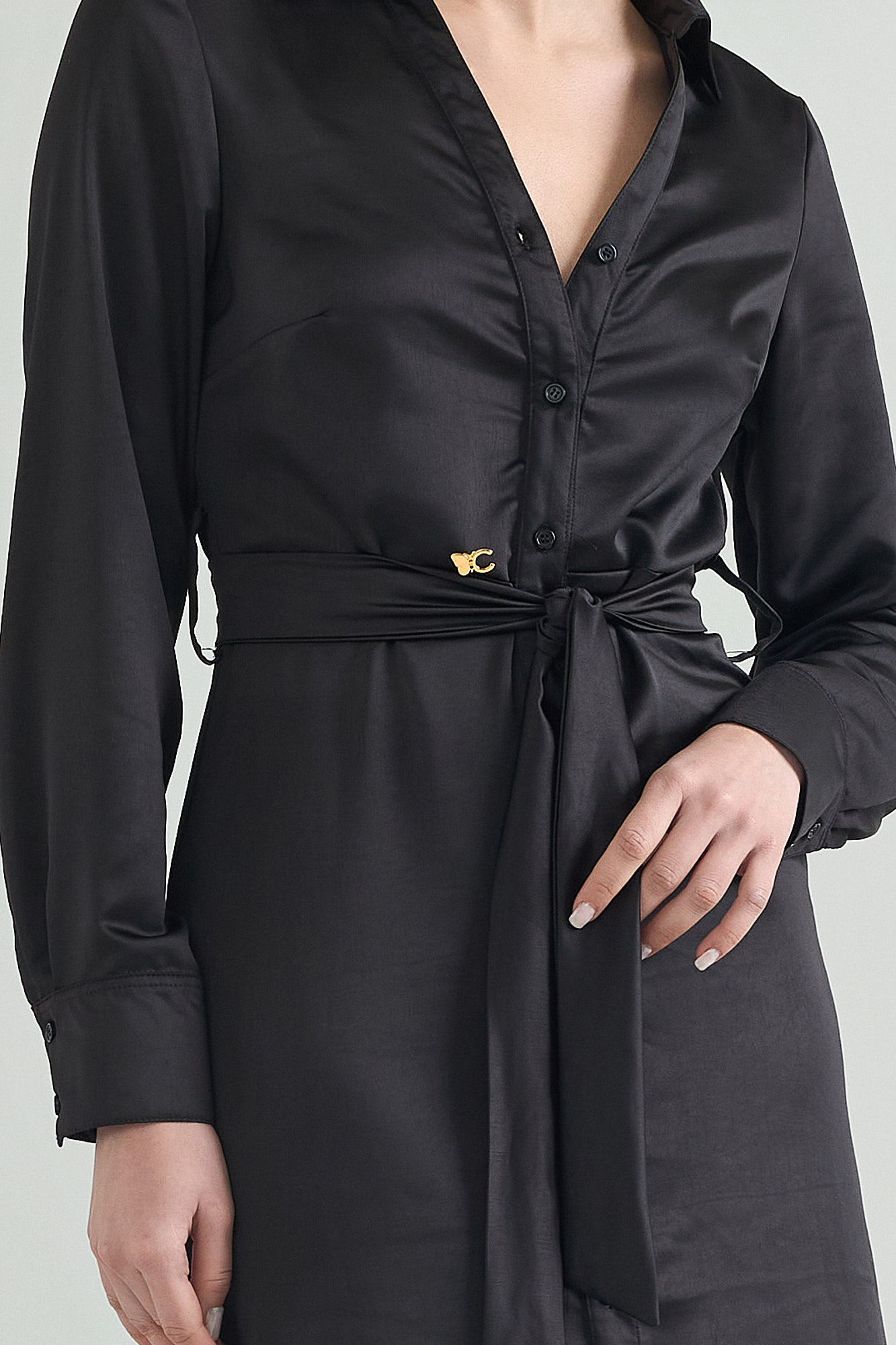 Picture of Maxi satin shirt dress