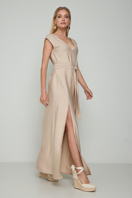 Picture of Belted maxi split dress