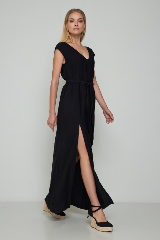 Picture of Belted maxi split dress