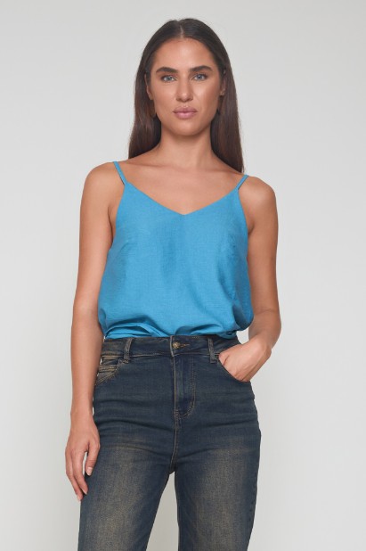 Picture of Linen look sleeveless blouse