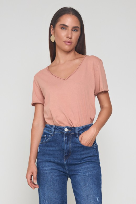 Picture of Cotton blouse with V neckline