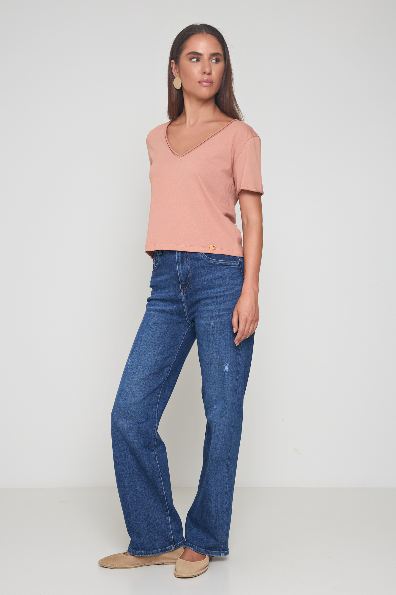 Picture of Cotton blouse with V neckline