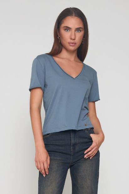 Picture of Cotton blouse with V neckline