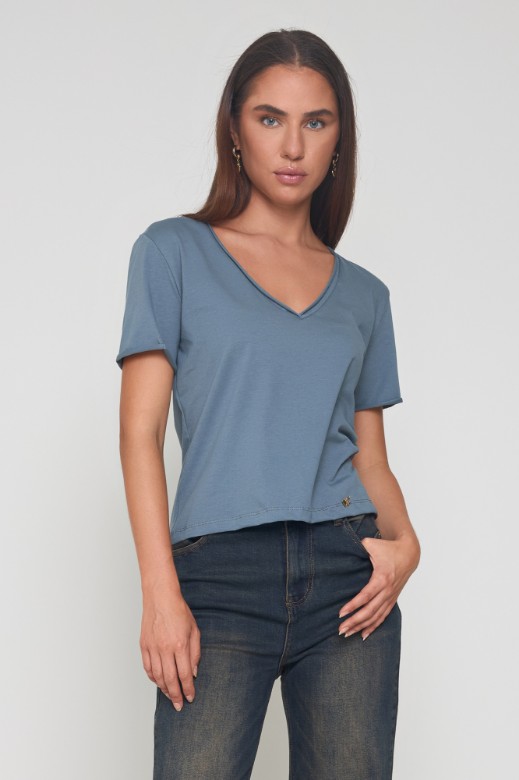 Picture of Cotton blouse with V neckline