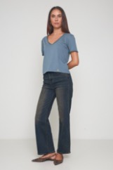 Picture of Cotton blouse with V neckline