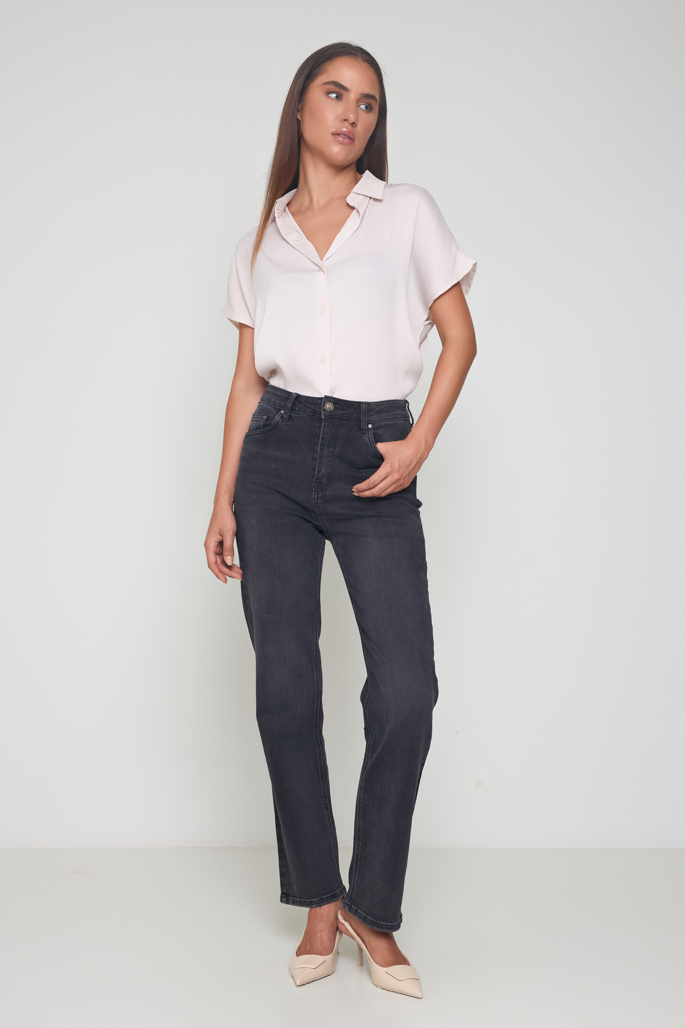 Εικόνα της Τζιν ψηλόμεσο straight fit
