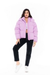 Picture of Short Quilted Puffer Jacket with High Collar and Shoulder Details