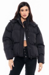 Picture of Short Quilted Puffer Jacket with High Collar and Shoulder Details