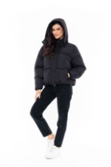 Picture of Short Quilted Puffer Jacket with High Collar and Shoulder Details
