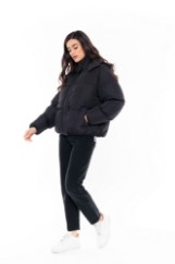 Picture of Short Quilted Puffer Jacket with High Collar and Shoulder Details