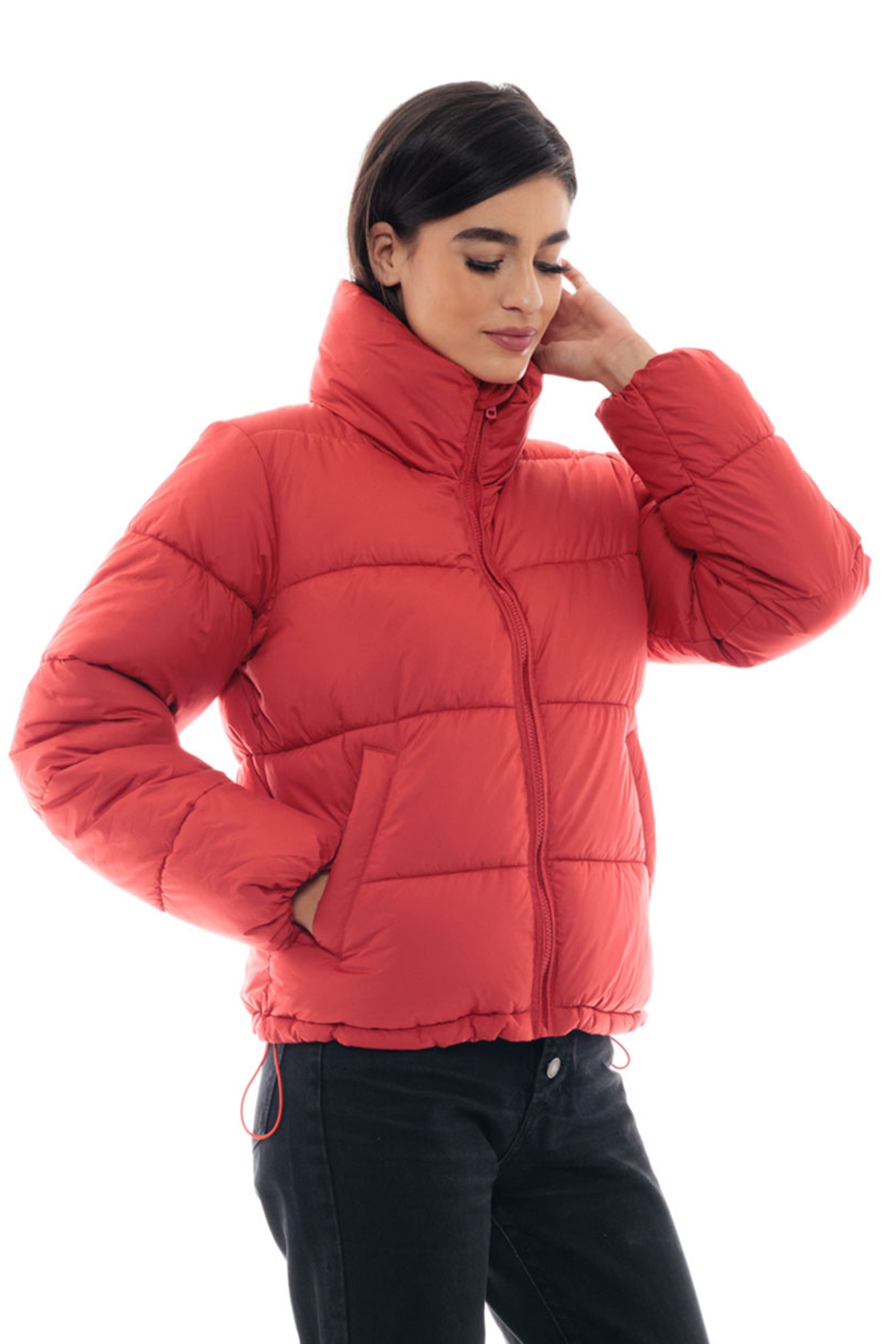 Εικόνα της b'Κοντό Καπιτονέ Μπουφάν με Ψηλό Γιακά