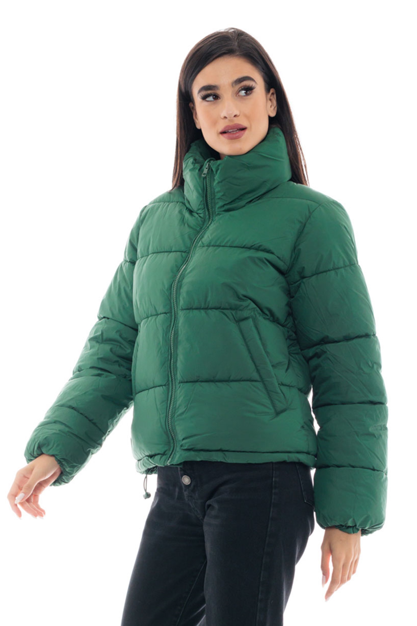 Picture of Short Quilted Puffer Jacket with High Collar