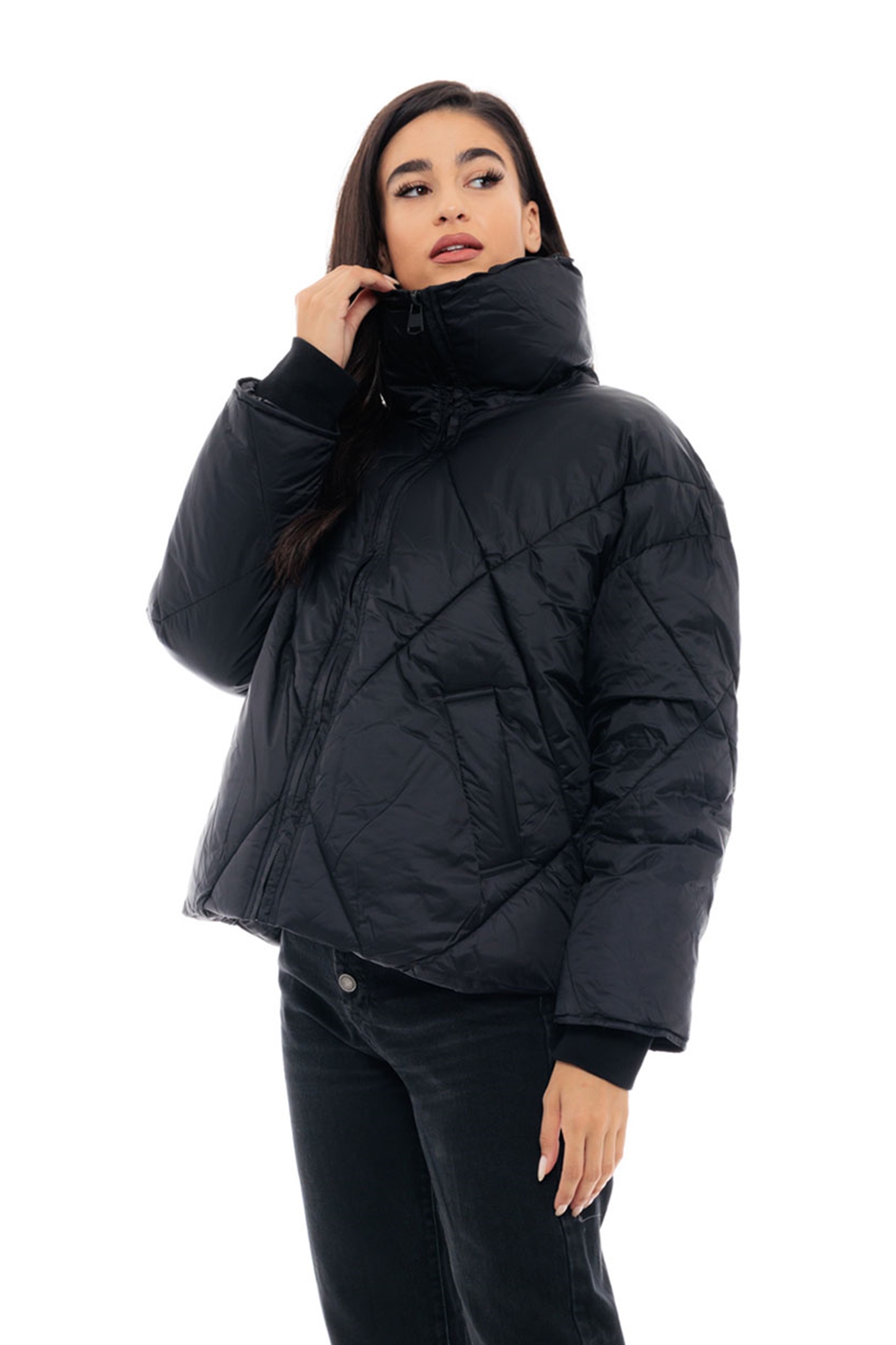 Εικόνα της b'Καπιτονέ Oversized Μπουφάν με Ψηλό Γιακά