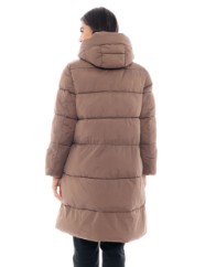 Picture of Long Quilted Puffer Jacket with Hood and Flap Pockets