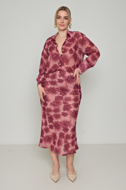 Picture of Printed satin midi skirt