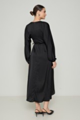 Picture of Printed wrap satin dress