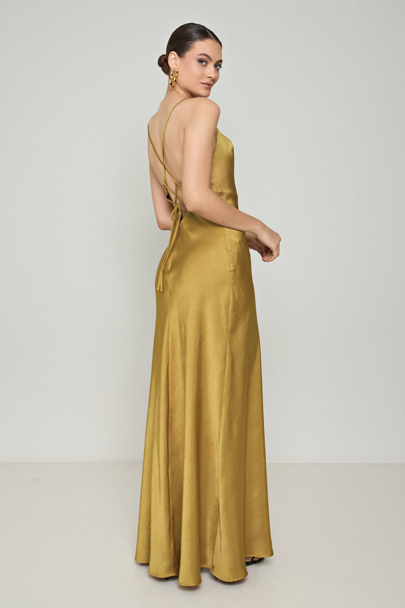 Picture of Backless draped satin dress