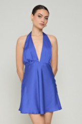 Picture of Mini halter satin dress