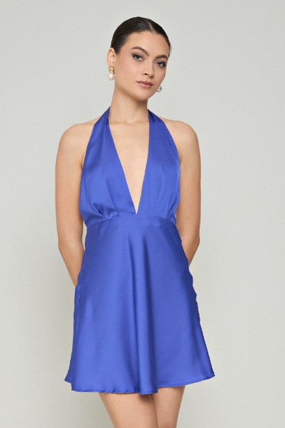Picture of Mini halter satin dress
