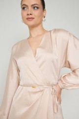 Picture of Printed wrap satin dress