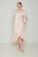 Picture of Printed wrap satin dress