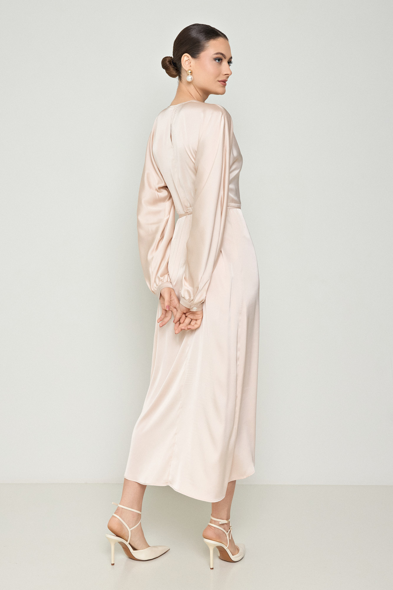 Picture of Printed wrap satin dress