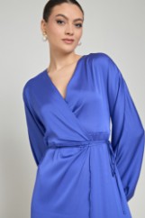 Picture of Printed wrap satin dress