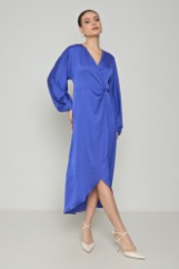 Picture of Printed wrap satin dress