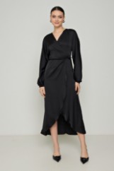 Picture of Printed wrap satin dress