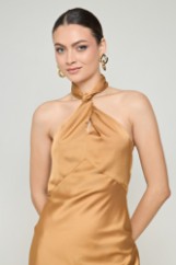 Picture of Printed maxi halter satin dress