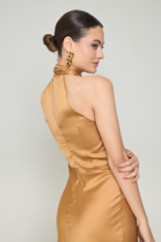 Picture of Printed maxi halter satin dress